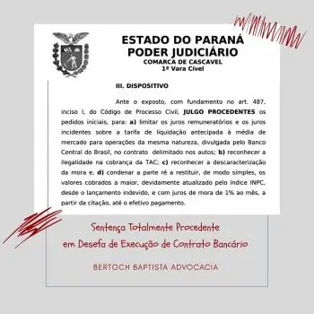 SENTENÇA PROCEDENTE EM DEFESA BANCÁRIA